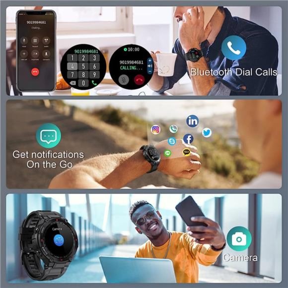 Military Smart Watch for Men Outdoor Tactical Smartwatch, ip67 Waterproof Rugged - Picture 3 of 6